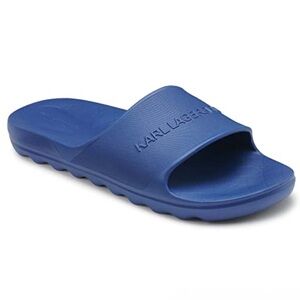 🌸KARL LAGERFELD🌸 Raised Logo Eva Pool Slide Sandal Blue Size: 13